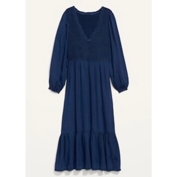 NWT Old Navy Smocked Chambray Fit & Flare Midi Dress Medium Tall - Picture 8 of 8